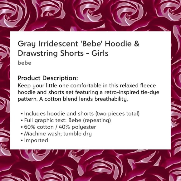BEBE Gray Iridescent Hoodie & Drawstring Shorts Set 5/6 - Picture 5 of 10